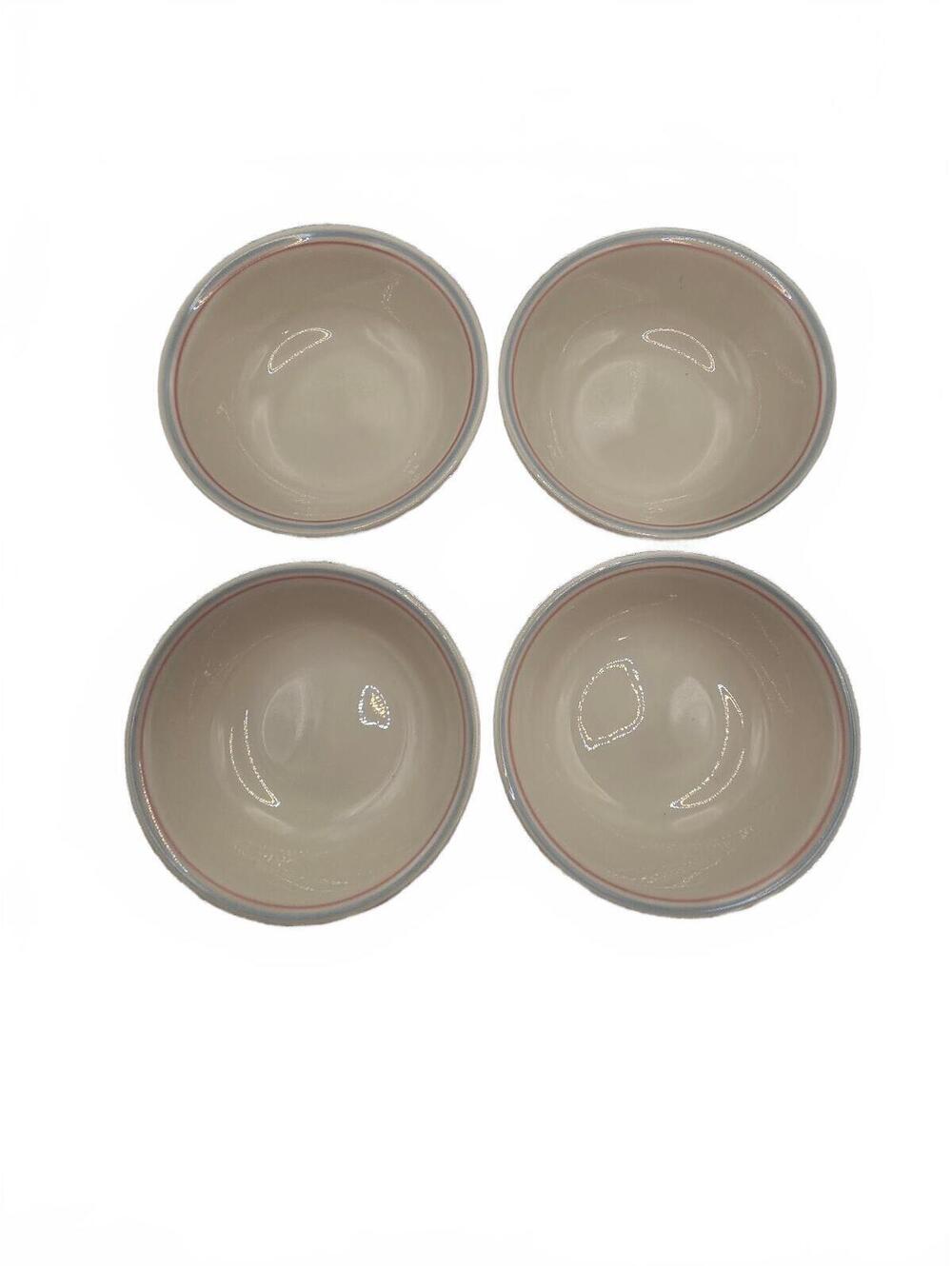 Corelle English Breakfast 4-Piece dessert Bowl Set with Pink and Blue Rim